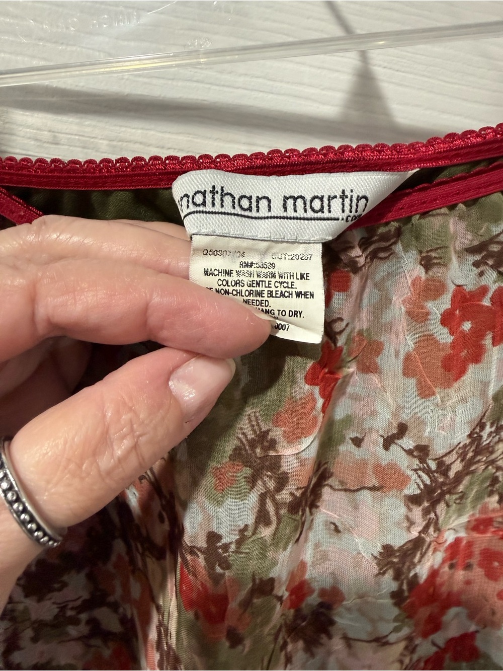 Vintage Jonathan Martin Floral Sheer boho Midi Skirt - Red & Green, lined - Picture 5 of 8